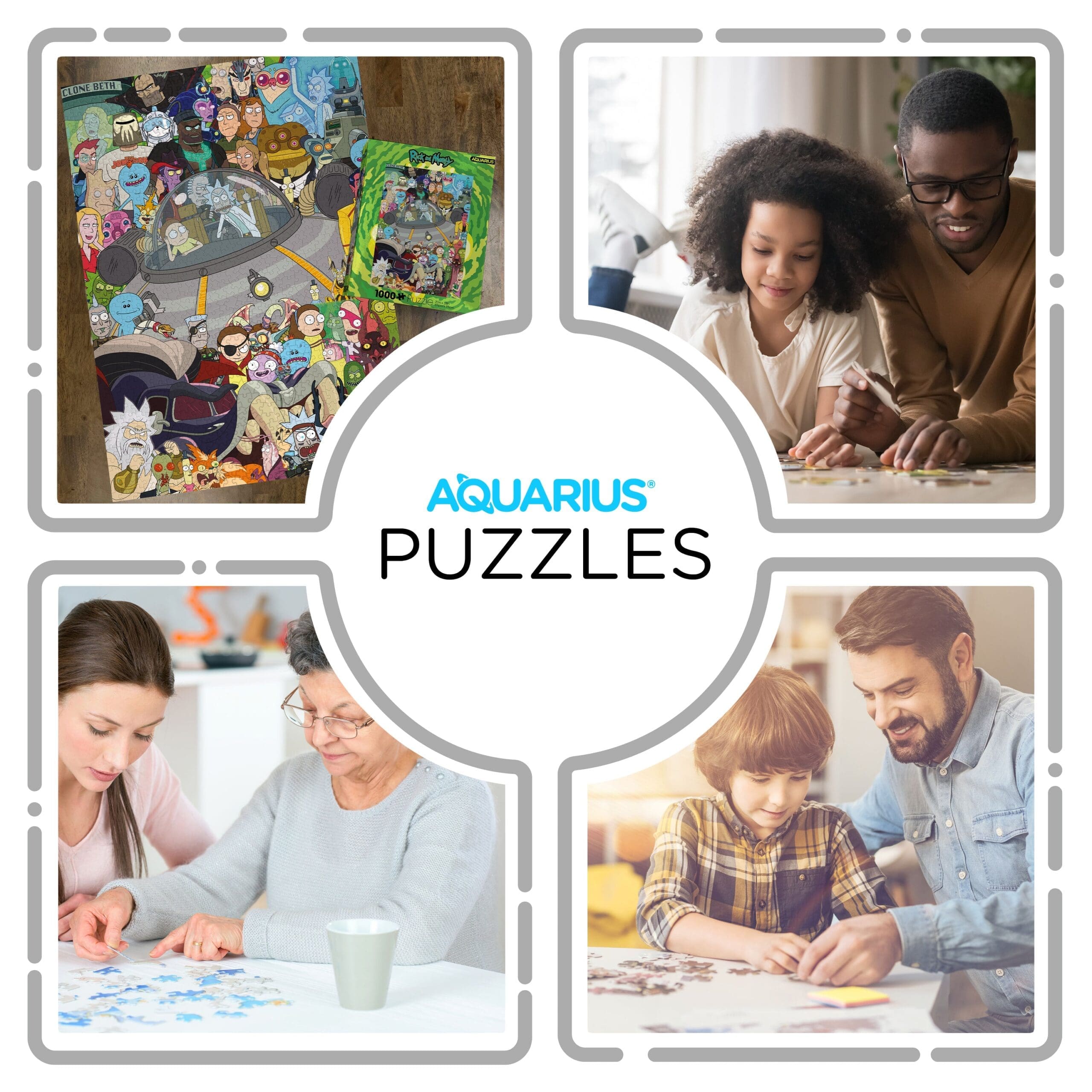Puzzle Aquarius Rick And Morty 1000 Pezzi - 50x70 Cm Circa, Carta Di Qualità, Unisex, Idea Regalo Per Fan