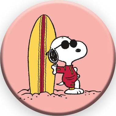 Peanuts Joe Cool - Surf Round Pinback Button (1.25